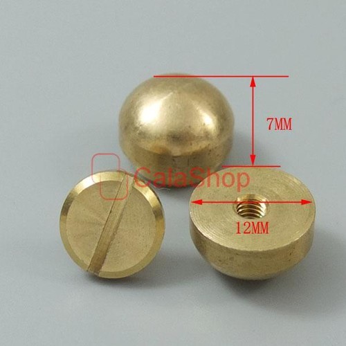 Bolso de mano con cabeza de tornillo de latón liso atornillado pies traseros cabezales de uñas punto de pico tachón K - Imagen 6 de 11