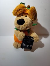 Halloween Animated Trick or Treat Plush Dog in Pumpkin Costume 10"
