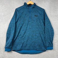 Under Armour 1/4 Zip Pullover Fleece Sweater Mens Small Blue Coldgear Mock Neck