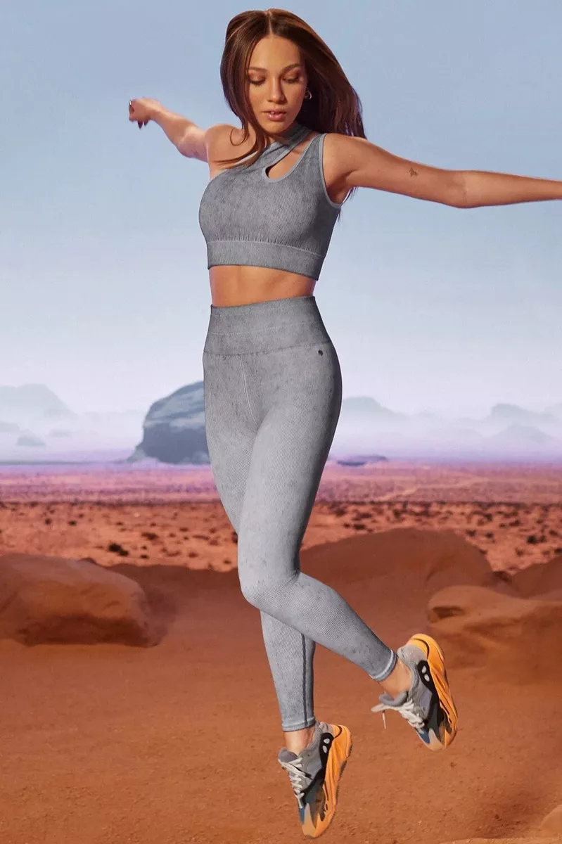 FABLETICS MADDIE ZIEGLER OUTFIT HIGH WAIST LEGGING BRA DESIGNER NWT GRAY L