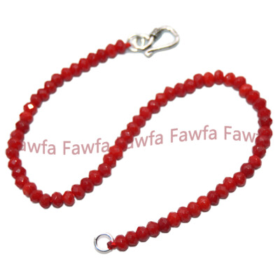 Fashion 2x4mm Faceted Red Jade Gemstone Rondelle Beads Bracelet Anklet 