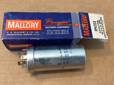 NOS NIB Mallory 80/30/4/4 uf 475v FP472.5 Quad Can Capacitor TESTED Guaranteed 