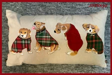 Pier 1 Imports Park Avenue Puppies Plaid Decorative Pillow 14" x 24" Rare NWT