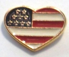 USA American Heart Flag Lapel, Hat, Tie Pin in Gold Plate Made in USA by OSC NEW
