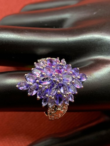 Anello a grappolo Tanzanite - Bellissimo colore - Foto 3 di 8