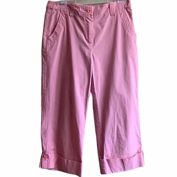 Talbots capri pants pink Sz 4 Stretch cuffed hem