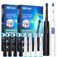 Rotating Electric Toothbrush Rechargeable With 8 Brush Heads 5 Modes Timer USB