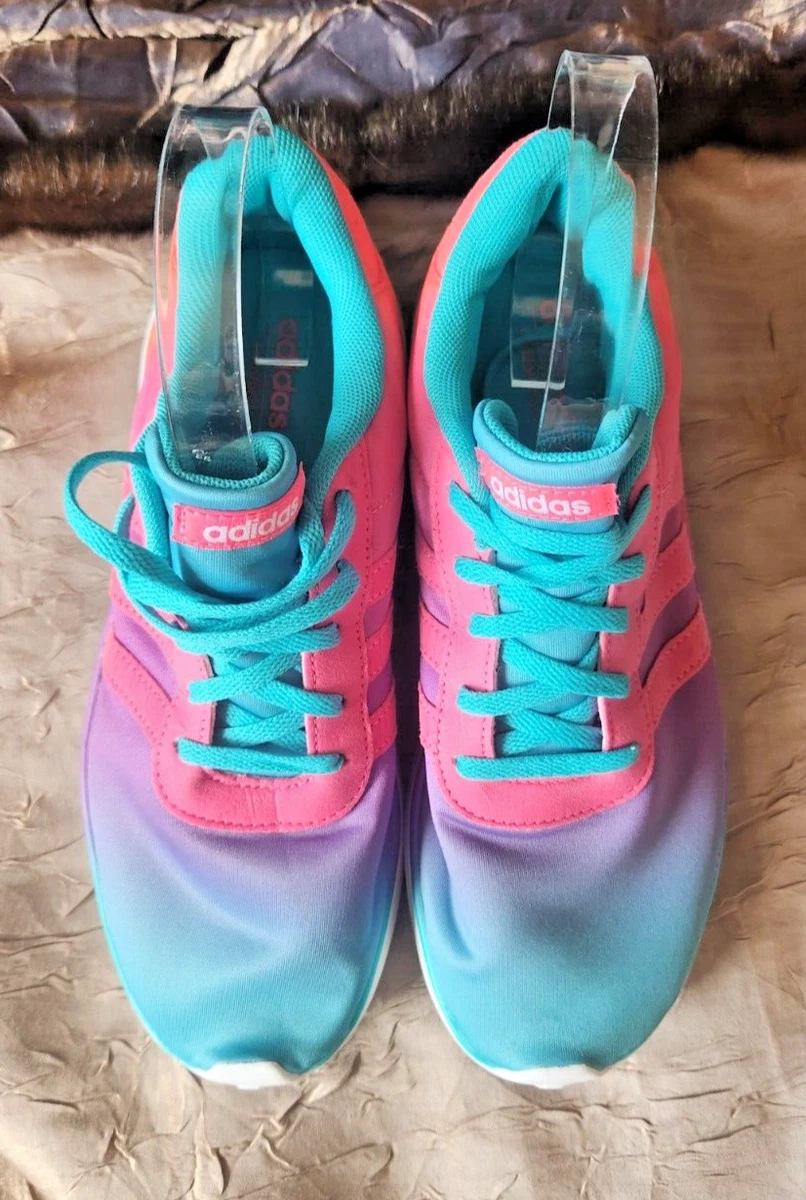 ADIDAS NEO Cloud Foam Sneakers Low Tops Shoes 5.5 Teal Pink