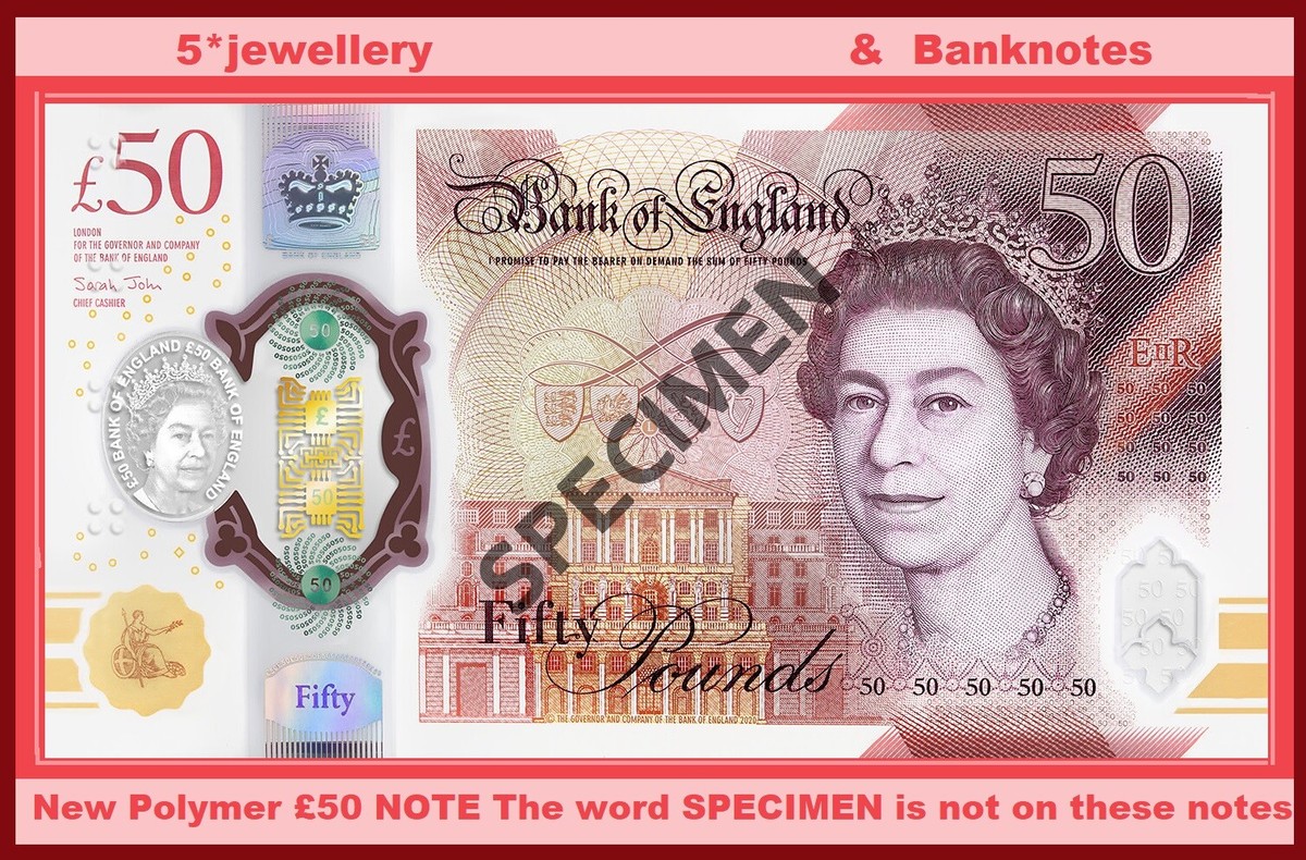 NEW Bank Of England £50 Pounds Polymer Plastic UNC Banknotes 2021