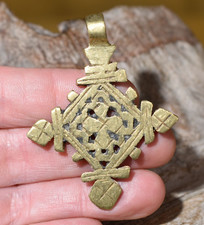 Handmade Ethiopian Coptic Orthodox Christian Cross Brass Pendant Ethiopia Africa
