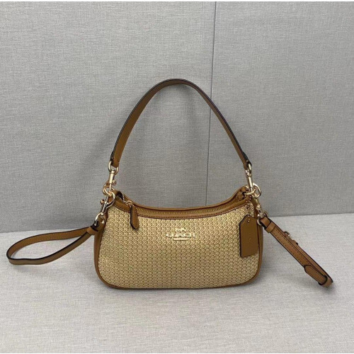 Coach CR350 Teri 2way Schultertasche Crossbody Stroh Leder Latte aus Japan - Bild 2 von 8
