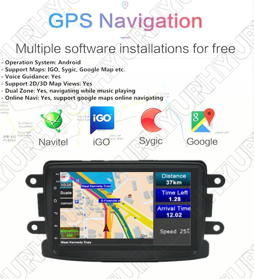 Radio estéreo GPS Android 11.0 de 7" para Renault Captur Dacia Logan Dokker 2013-2017 Foto 4 de 4