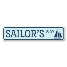 Sailor's Way Sign, Custom Beach Street Sign, Metal Sailboat Metal Decor Sign