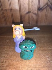 2 Vintage Miss Piggy Stick Puppets Muppet Show Players Fisher Price AND Oscar