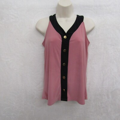 Atelier 29 Womens Pink Shirt Blouse Top Petite Small Sleeveless V Neck Casual