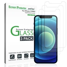 amFilm iPhone 12 Mini Screen Protector (3 Pack) - Tempered Glass Film (5.4")