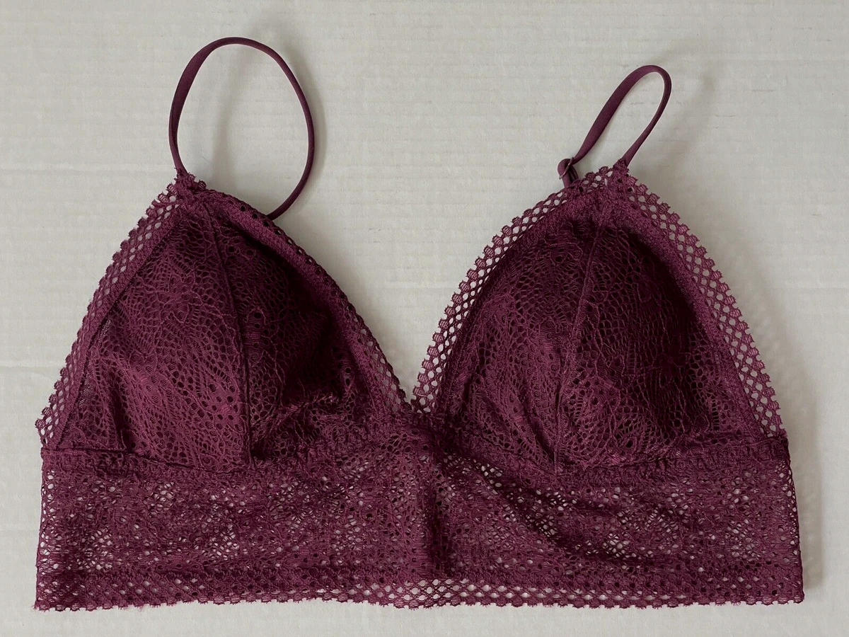 Victoria's Secret Burgundy Wine Lace Bralette Lightly Padded Women's SIze  Large