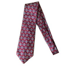 John Blair 100 Silk Tie Red Diamond Geometric Print Mens Necktie