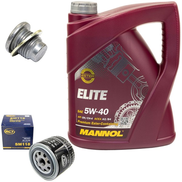 MotoröL Set 5W40 5 Liter + ÖLfilter SM 118 + Schraube FüR Opel Arena Renault 1.9-image