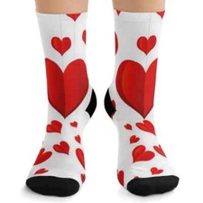 Heart Print Crew Socks  Cozy Valentine Gift Socks