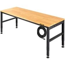 61" x 20" Workbench with 27.1" - 36" Adjustable Height & Power Outlets 2000 LBS