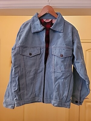 Duke Haband Men's Blue Denim Jacket Small Red Flannel Lined