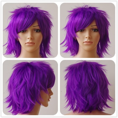 Anime Black White Grey Red Hair Cosplay Costume Wigs Short Straight Hair Bob Wig