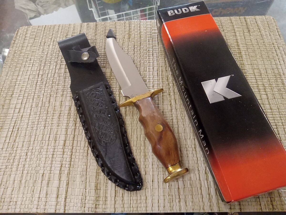 BUDK The Mountain Man Knife BK2945 Wood Handle Black Sheath BUDK The Mountain Man Knife BK2945 Wood Handle Black Sheath
