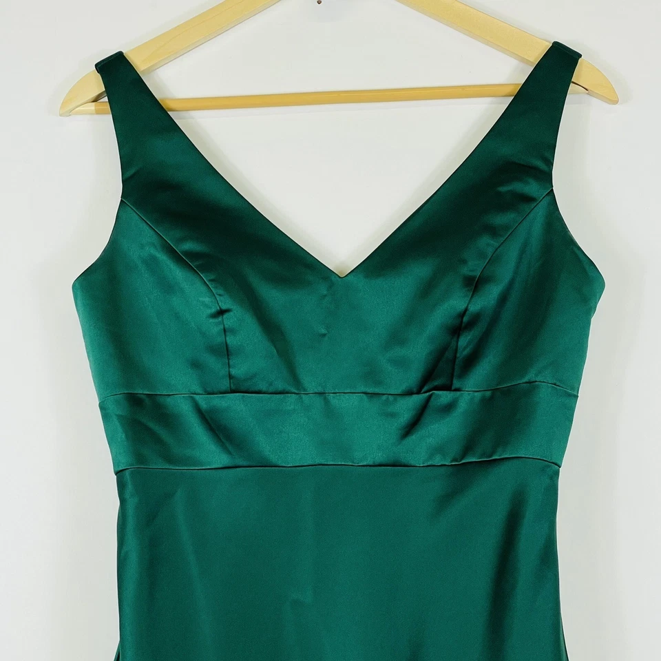 Maxi Vestido Para Mujer Alfred Angelo Verde Dama de honor Satén Sin Mangas 8 Foto 4 de 4