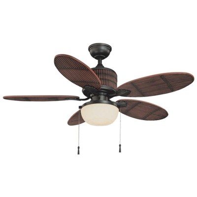 Ceiling Fan 52in Led Light Tropical Mahogany Bamboo Accent Blades Natural Iron 792145369912 Ebay