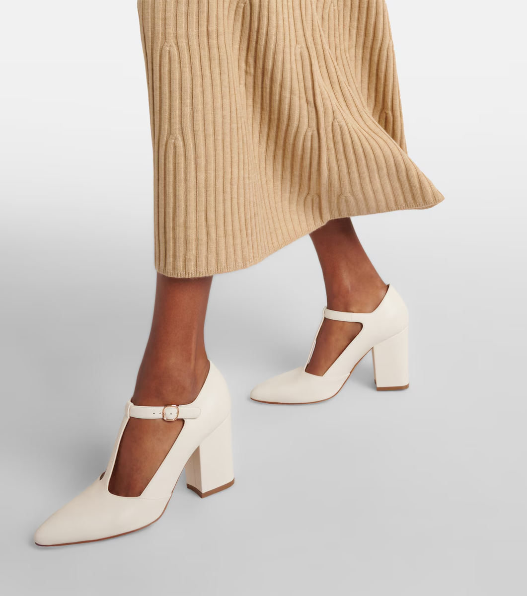 GABRIELA HEARST Triana Leather Mary Jane T-Strap White Pumps NEW EU 40 UK