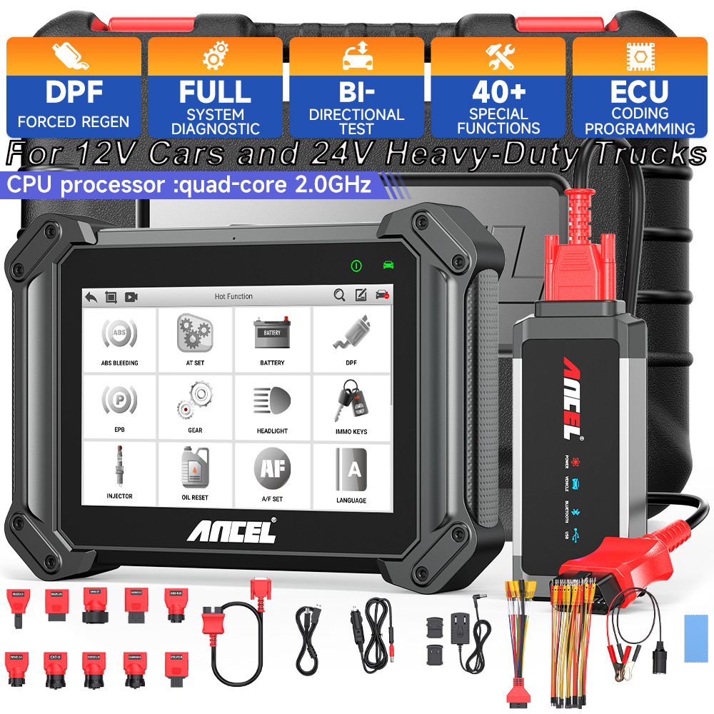 ANCEL V6 Pro+ HD Diesel Heavy Duty Truck Car OBD2 Scanner Diagnostic ECU Coding