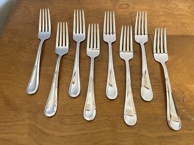 Internationsl Silver FORTE Stainless Salad Forks 7 1/4  Lot Of 8