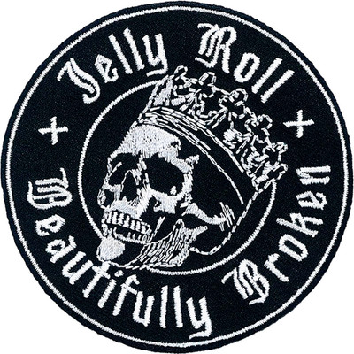 Patch - Jelly Roll Beautifully Broken Skull Music Band Embroidered Iron On 3.88''