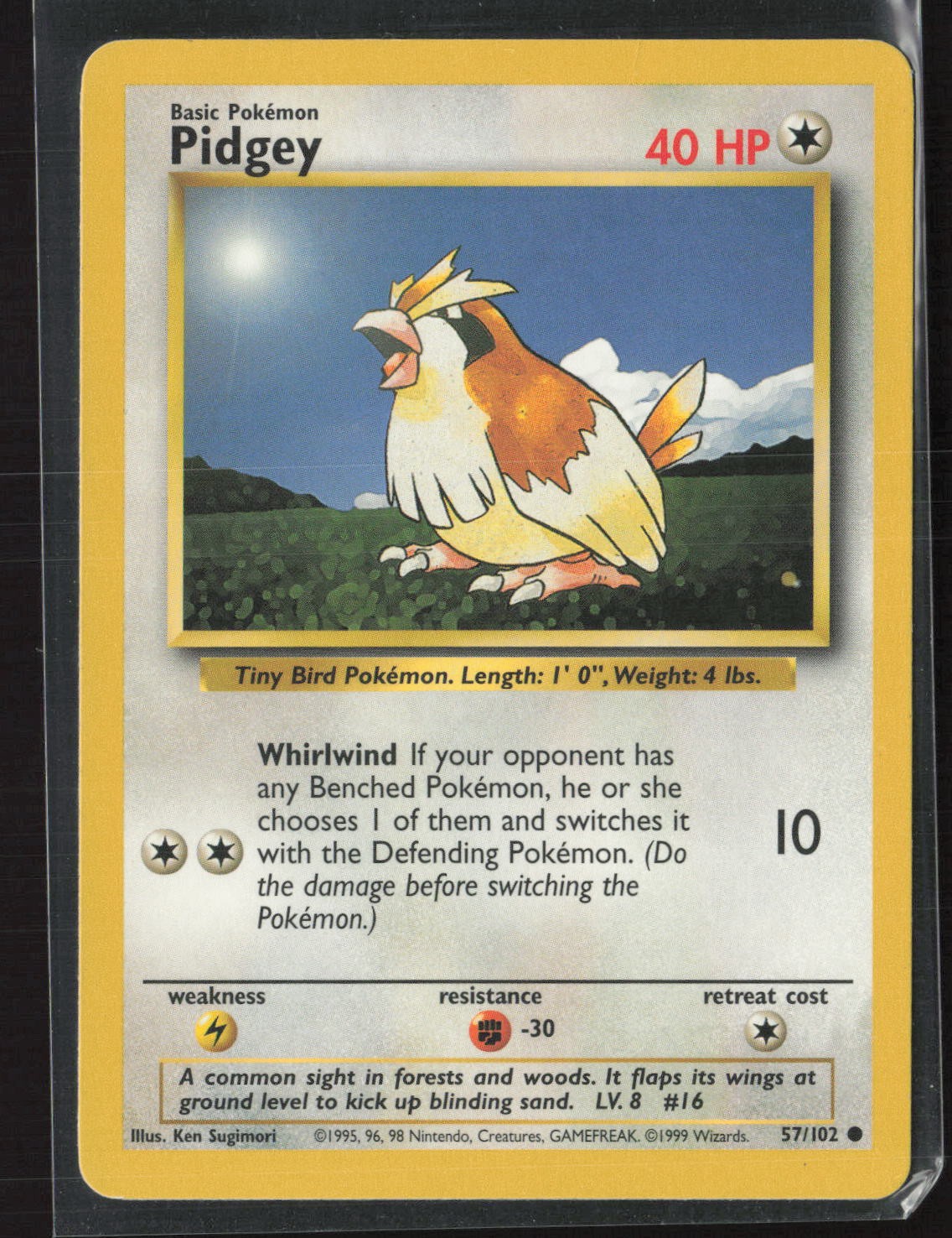 Pidgey 57/102 Common Base Set Unlimited Pokemon Lightly Played