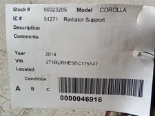 Radiator Core Support Sedan Fits 14-19 COROLLA 218848