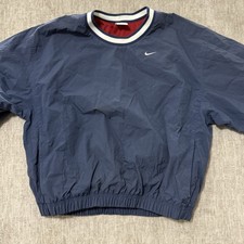 Vintage 90s Nike Windbreaker Jacket Medium Mens White Tag Pullover Blue Lined