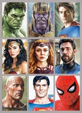 30 MARVEL MCU DC DCU DCEU MOVE TV SKETCH ART CARD PAINTINGS -NOT PRINTS- ACEO