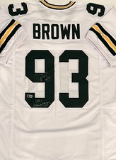 Packers GILBERT BROWN Signed Custom Replica White Jersey AUTO w/ Gravedigger BAS