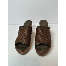 Pikolinos Woven Leather Platform Clogs Brown W0X-0556C1 Sandals 39 Spain US 8.5