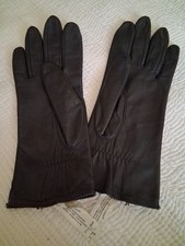 Aris Isotoner Black Leather Gloves Lined Size 7.5 NWOT