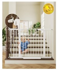 Cumbor 29.7  46" White Baby Dog Gate Auto-Close Safety Gate for Stairs Doors