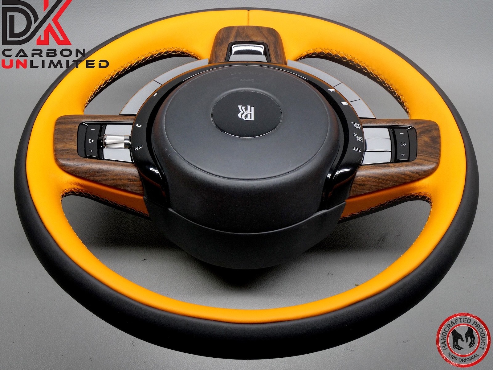 Rolls Royce Cullinan Thick Rimmed Two Tone Black Mandarin Stitch Steering Wheel