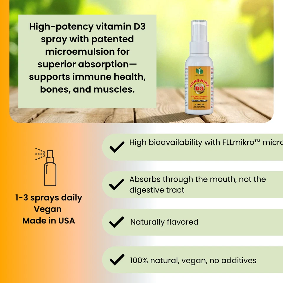 D3 SUNSHINE 4000 UI - Vitamina D3 para la salud ósea, dental e inmune - 100 % natural Foto 4 de 4