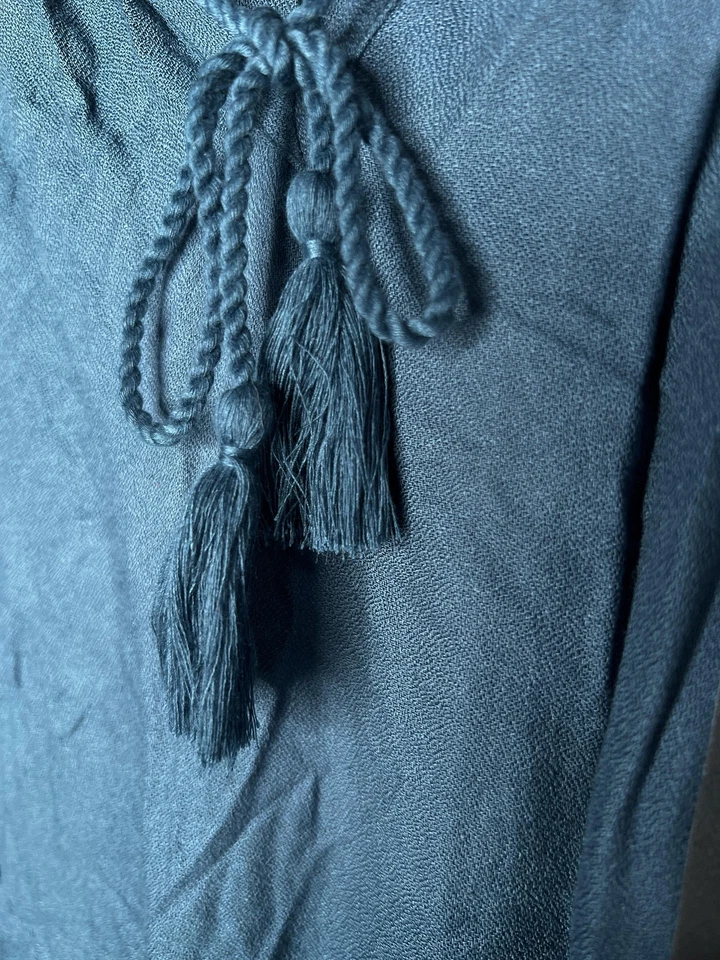 Vestido Jessica Simpson Mujer 2X Azul Bordado Boho Túnica Borla Nuevo Foto 4 de 4