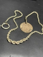VINTAGE POCKET WATCH CHAIN WITH PIONEER BANK FOB