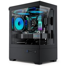 Micro ATX PC Case Gaming MATX with 3 PWM ARGB Fans Type C Dual Glass White