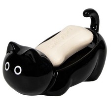 Ceramic Cute Cat Soap Dish, -Draining Bar Soap Holder for Shower, Decorative ...