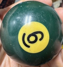 VTG Number 6 Pool Ball Green Solid Yellow Patina Billiards Replacement 2 1/4