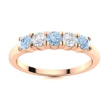 925 Sterling Silver March Natural Aquamarine Full Eternity Ring Jewelry